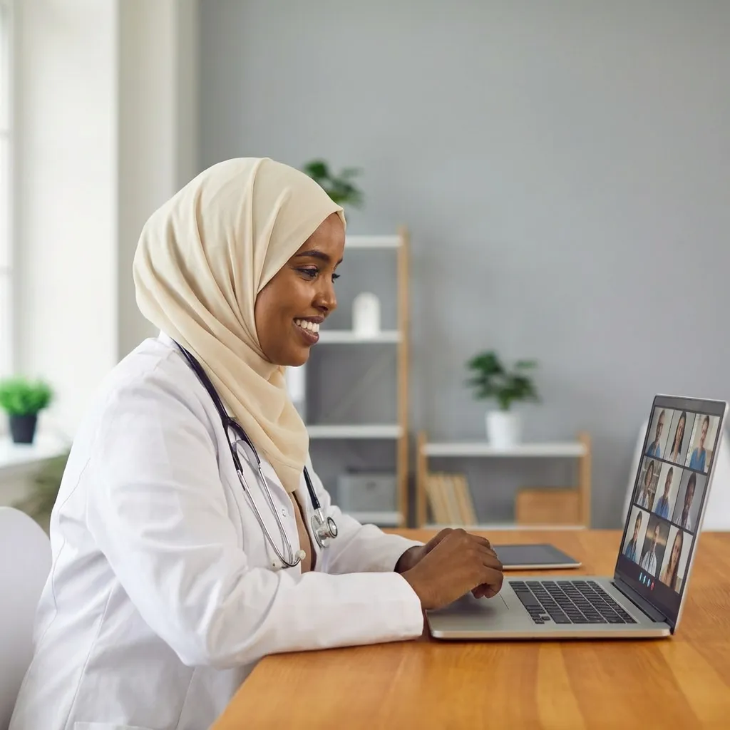 Somali doctor on video call