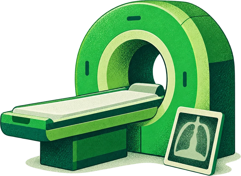 Medical scanner and radiology image.
