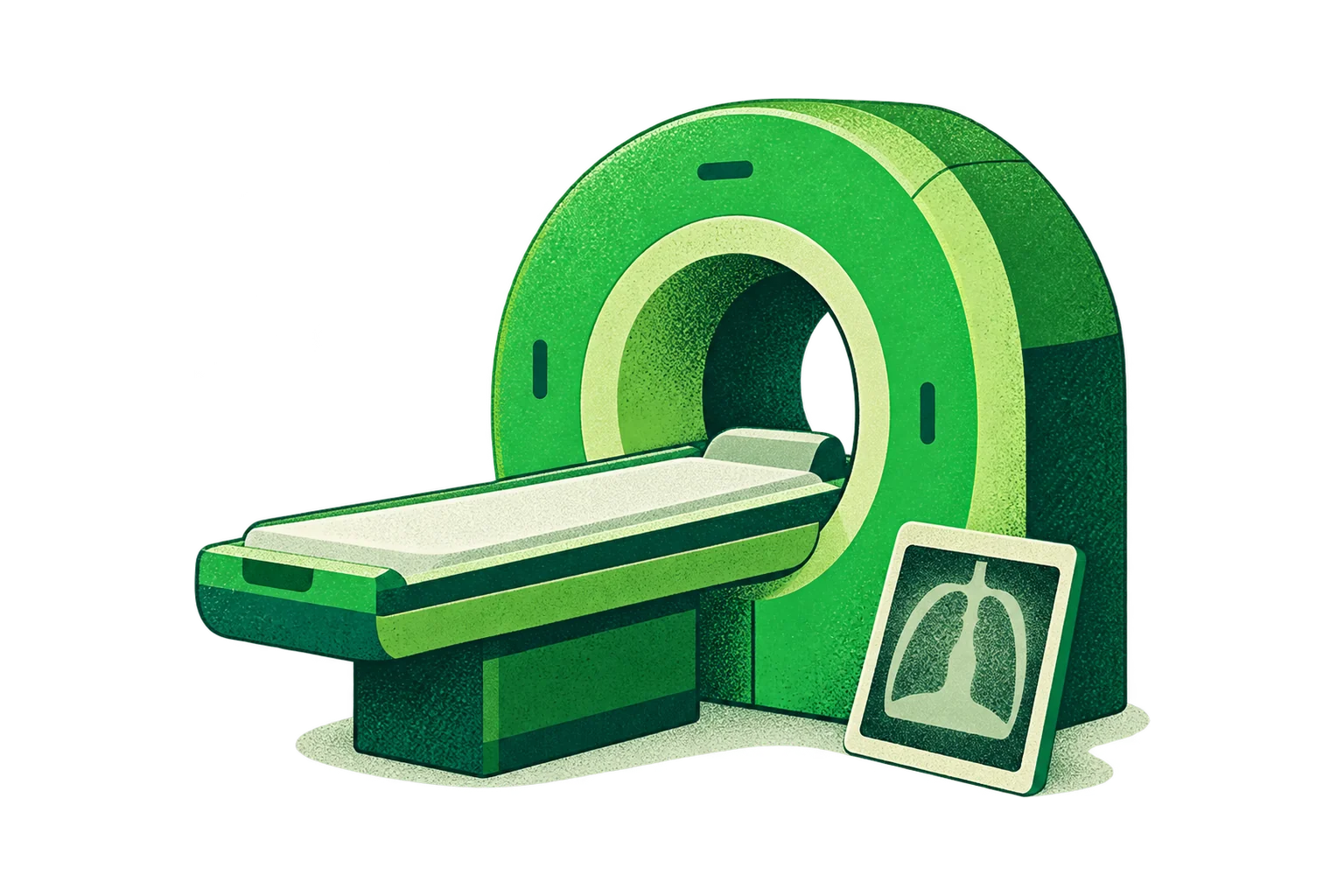 Medical scanner and radiology image.